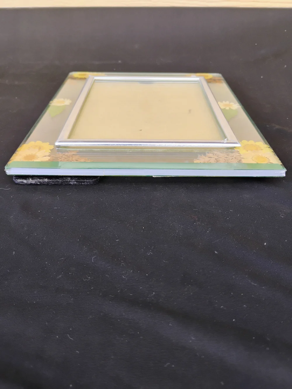 Floral Pressed Flower Glass Photo Frame - Yellow